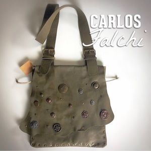Rare Carlos Falchi Leather Messenger Bag
